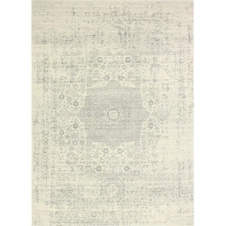 BASHIAN Bashian E110-IVSIL-2.6X8-5438A Everek Collection Abstract Transitional Polypropylene Machine Made Area Rug; Ivory & Silver - 2 ft. 6 in. x 8 ft. E110-IVSIL-2.6X8-5438A